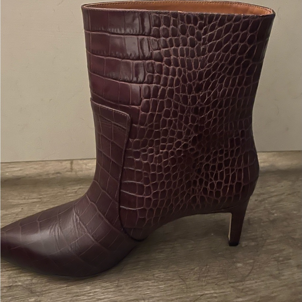 Paris Texas Burgundy Croc-Embossed Ankle Boots - Picture 5 of 5
